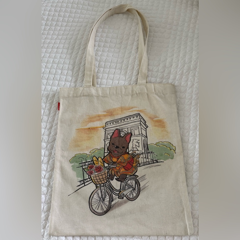 Canvas Tote Bag with Frenchie Dog